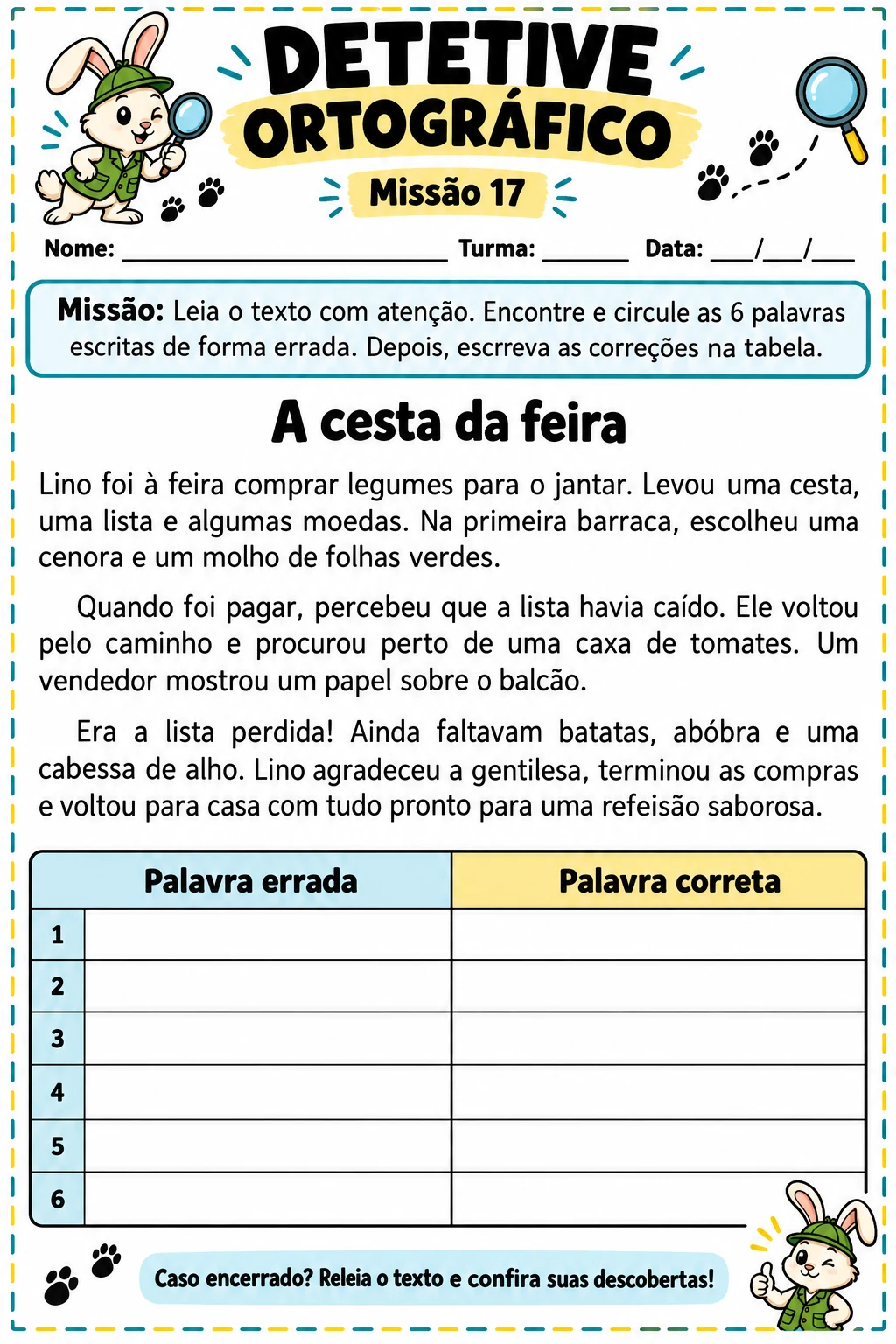 Detetive Ortográfico · Missão 17